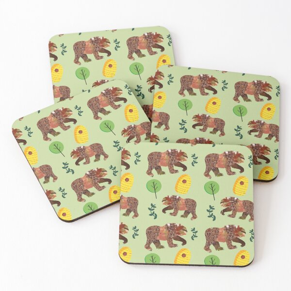 Item preview, Bear and nature themed repeat pattern designed and sold by Millie Oldham.