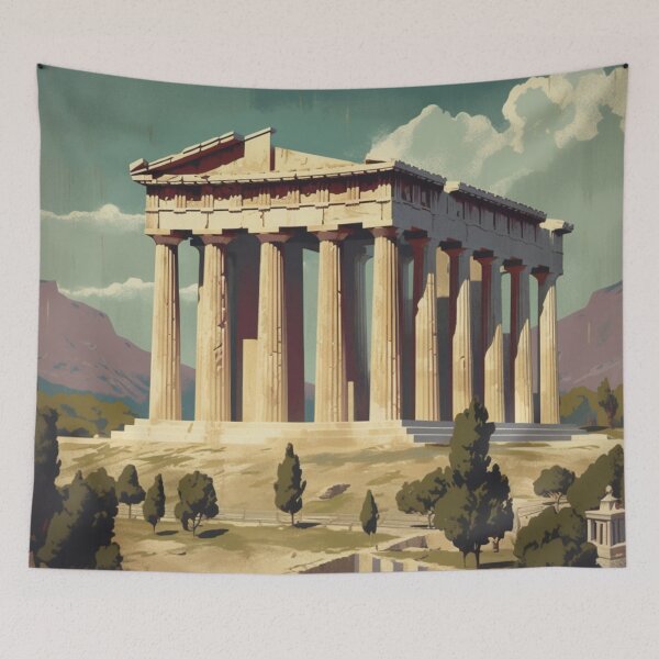 Artikelvorschau, Eine Vintage-Reiseillustration von Athen - Griechenland entworfen und verkauft von GoodOldVintage.