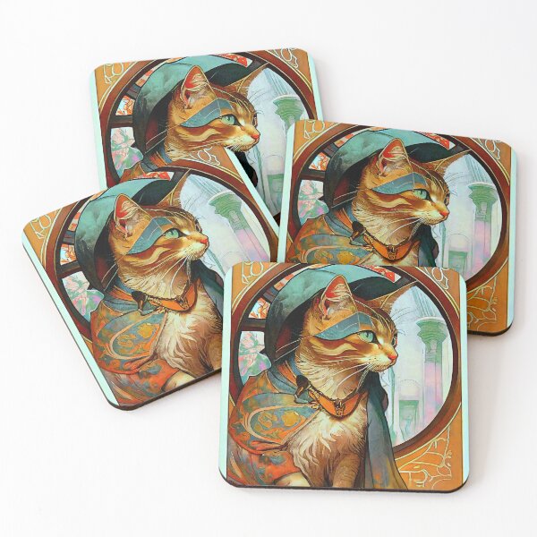 Item preview, Renaissance Cat Art Nouveau designed and sold by entwithanaxe.