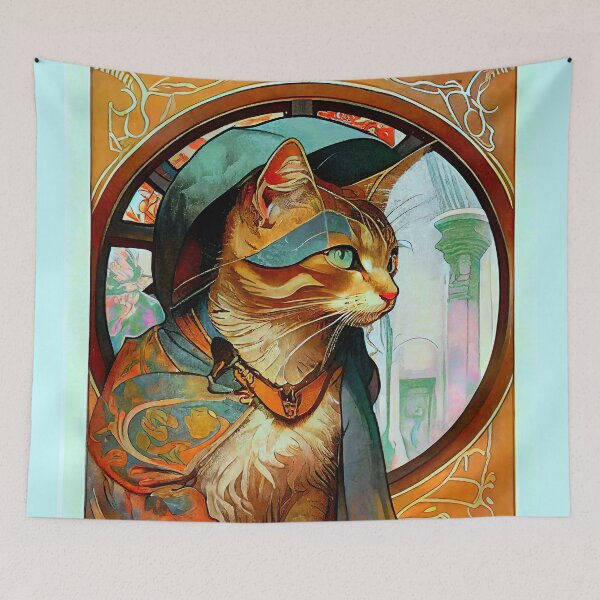 Item preview, Renaissance Cat Art Nouveau designed and sold by entwithanaxe.