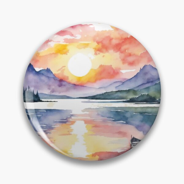 Artikelvorschau, Lebendige Aquarell-Gelassenheit: See bei Sonnenaufgang Clipart entworfen und verkauft von arikanertug.