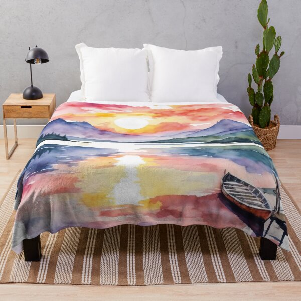 Artikelvorschau, Lebendige Aquarell-Gelassenheit: See bei Sonnenaufgang Clipart entworfen und verkauft von arikanertug.