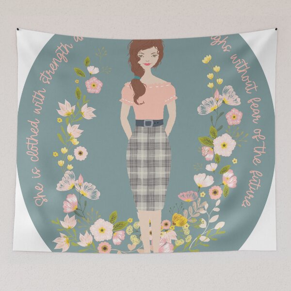 Item preview, Proverbs 31:25 Pretty Pastel Floral Girl Bible Verse designed and sold by LiddyLuDesigns.