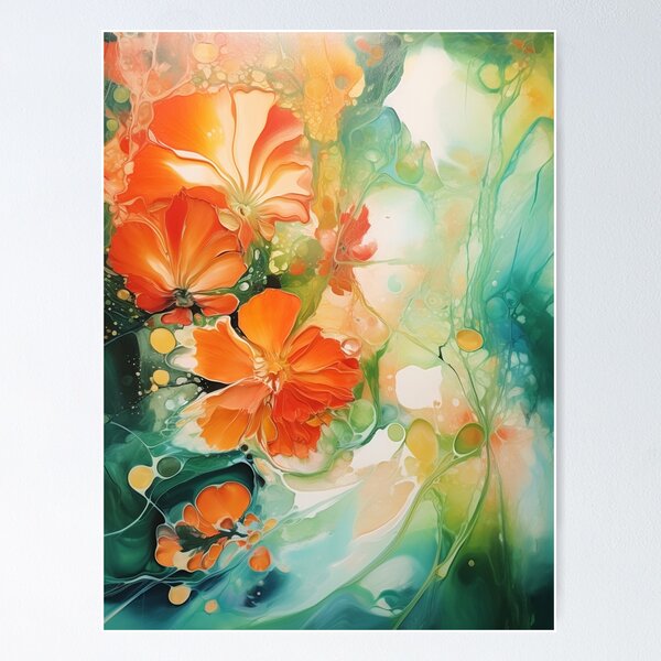 Abstract Orange Flower Painting