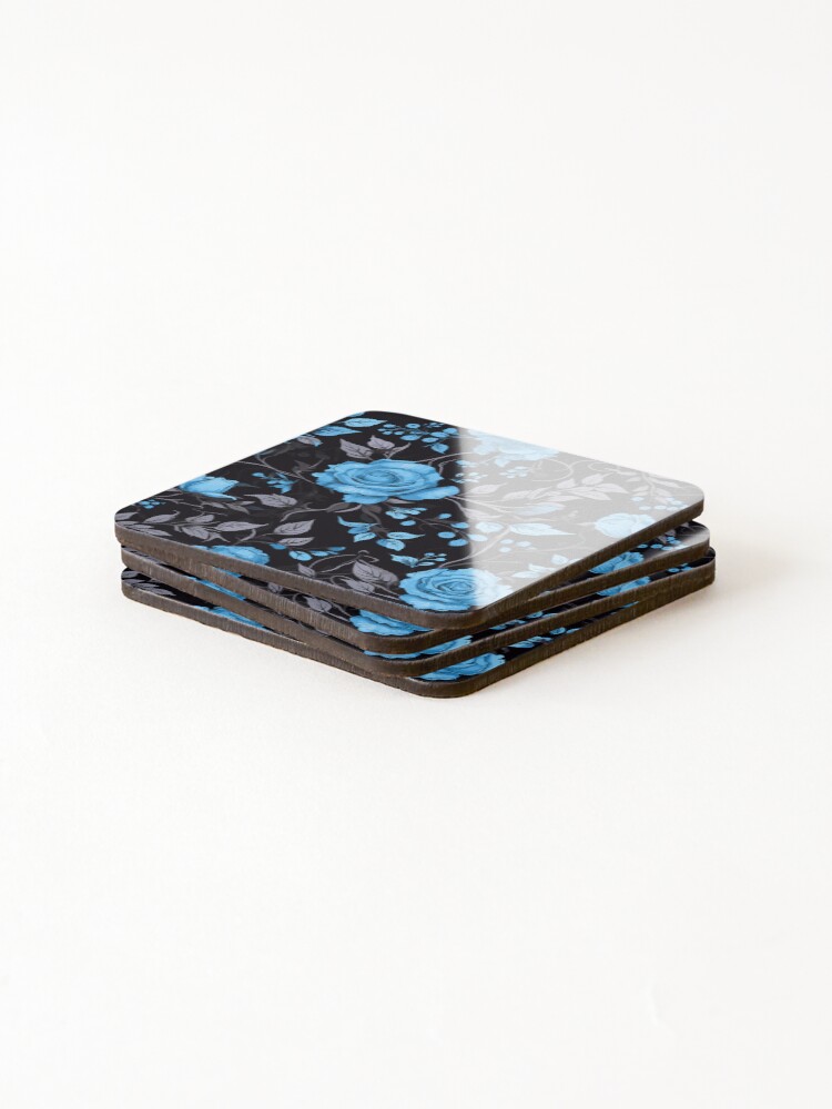 Thumbnail 4 of 5, Coasters (Set of 4), Pretty Blue Roses Pattern designed and sold by Deezer69.