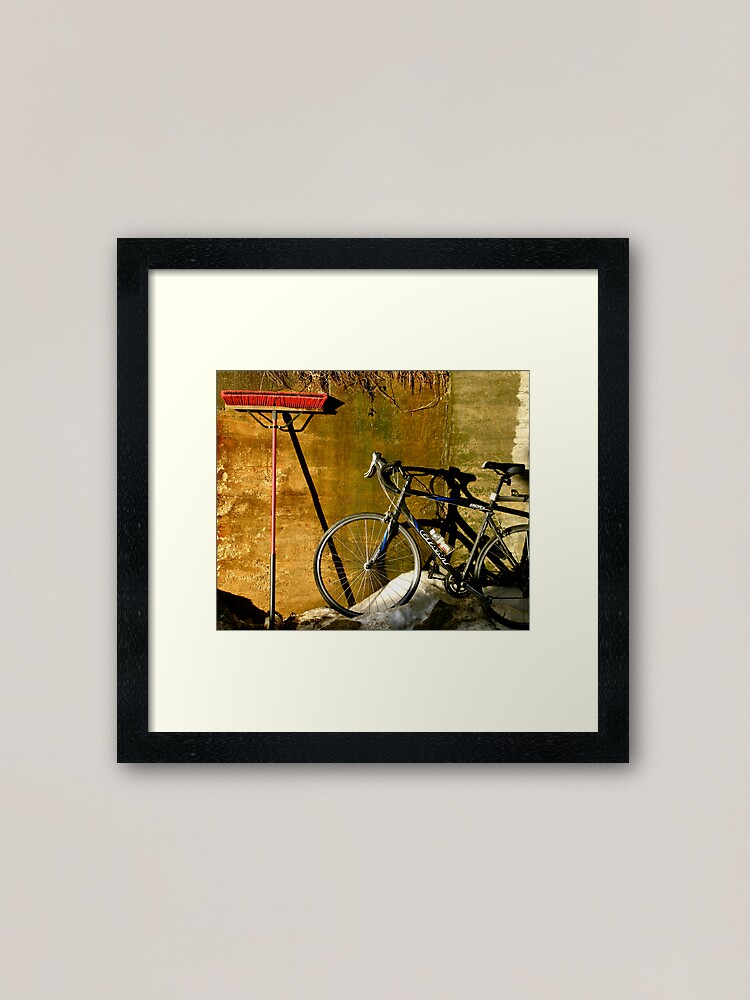 Alternate view of Broom & Bike On Ice Framed Art Print