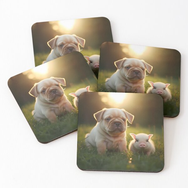 Item preview, Potbelly pig and puppy digital print designed and sold by dcrc.