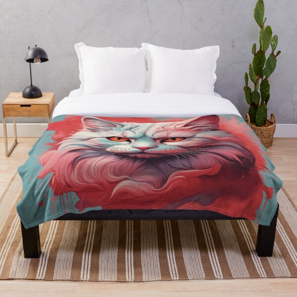 Item preview, Mystical Cat Portrait Amidst Blood Red Splatter - Captivating Digital Art designed and sold by sadsapiens.