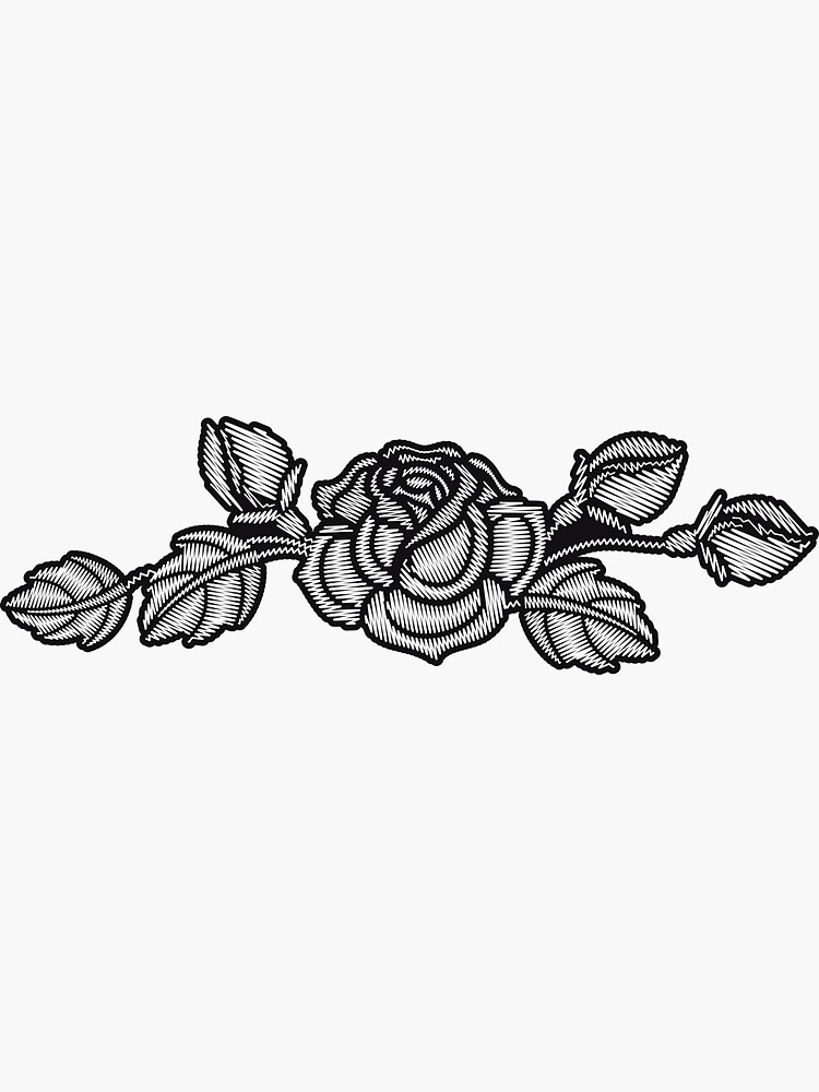 "Seamless pattern with white embroidery Rose flower and leaves