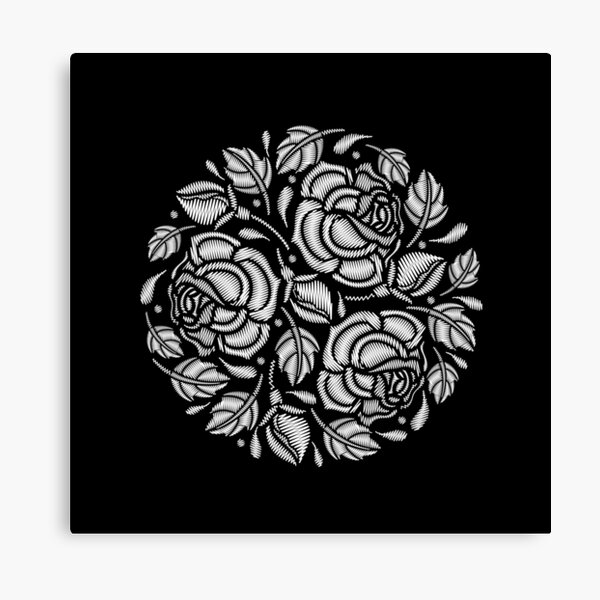 Item preview, Seamless pattern with white embroidery Rose flower and leaves.  designed and sold by Bokasana.