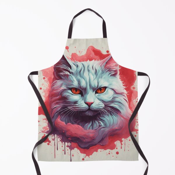 Item preview, Snowy Cat Enveloped in Blood Red Splendor - Exquisite Digital Artwork designed and sold by sadsapiens.