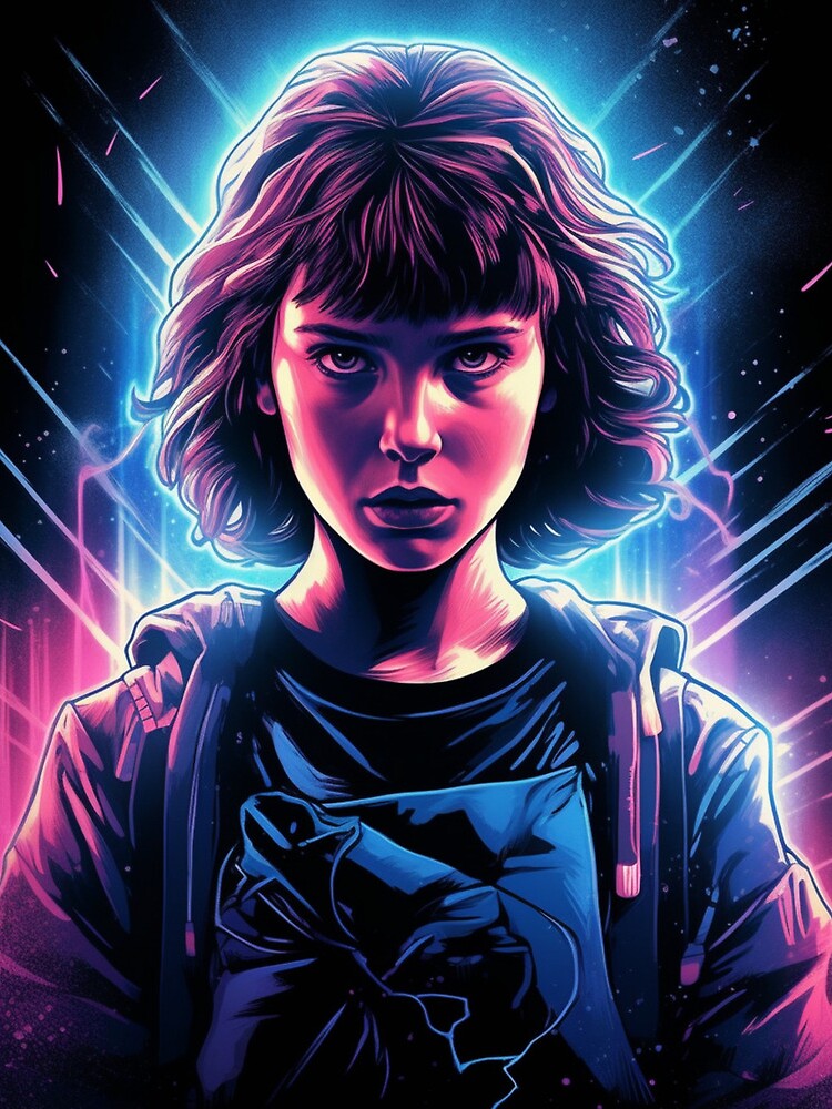 Thumbnail 4 of 4, Mini Skirt, Stranger Things Epic Eleven Neon Blue & Pink designed and sold by KamiDesuyo.