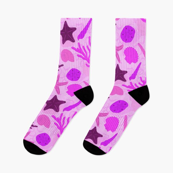 Item preview, Tossed Seashells Nautical Vibes Malibu Pink Colors and Bubbles designed and sold by Sockstomistic.
