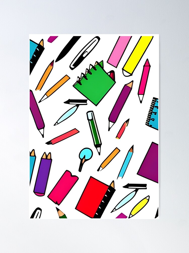 Kawaii school supplies clip art