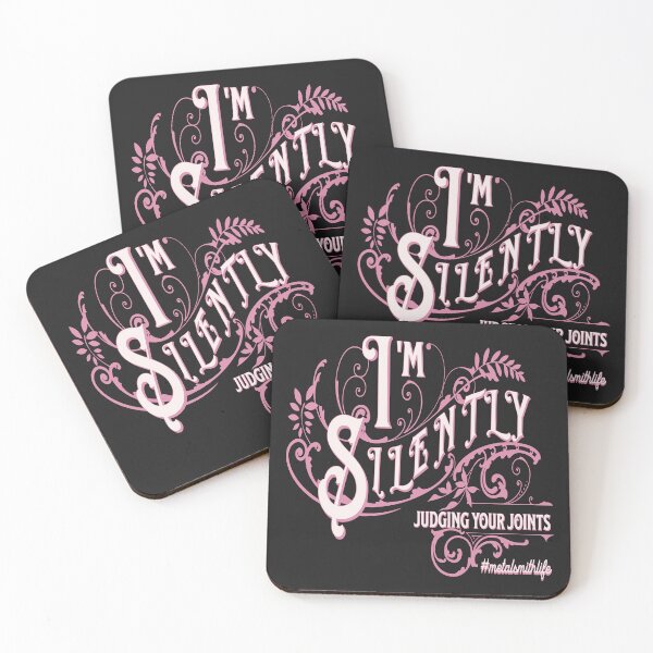 Item preview, Jewelry soldering metalsmith funny joke embellished calligraphy pink I'm silently judging your joints designed and sold by MetalicBabe.