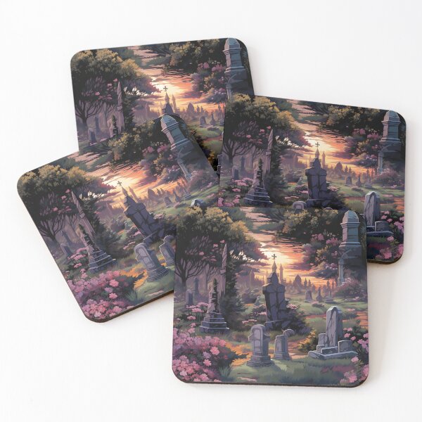 Item preview, Gothic Cemetery Gravestones and Flowers Pattern designed and sold by SchorlCraft.