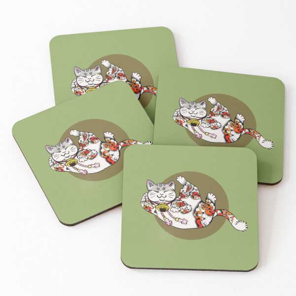Item preview, The Elemental Feline: Yakuza Cat in Tattoos designed and sold by memink.