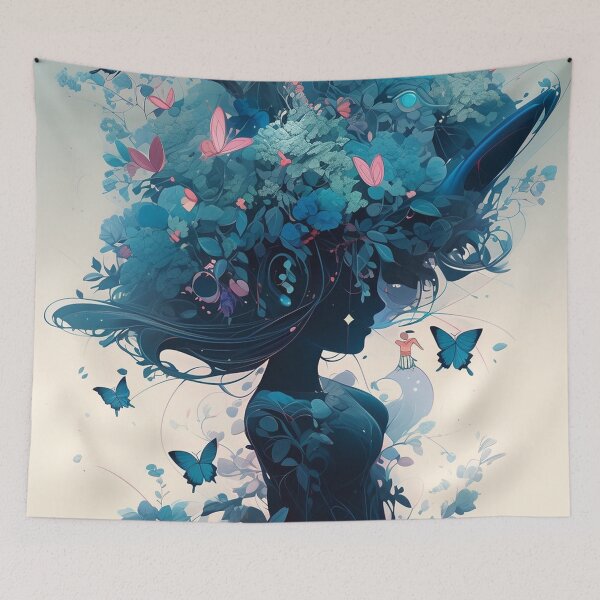 Item preview, "Butterfly Enchantment:  Whimsical Butterflies, Rococo Foliage, Cyan, Sky-Blue." designed and sold by WhiteWolfe0127.