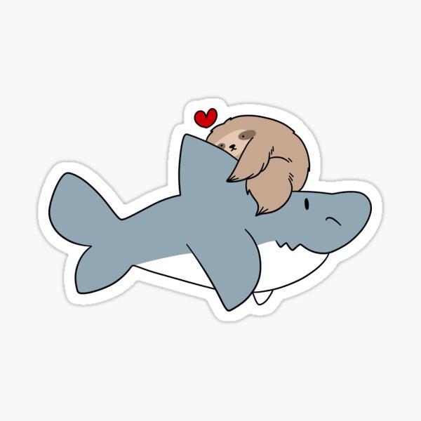 Sloth Loves Shark Sticker