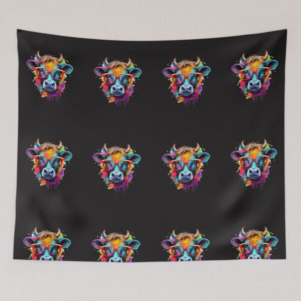 Item preview, Funny colorful cow with sunglasses designed and sold by Dreamtodream.