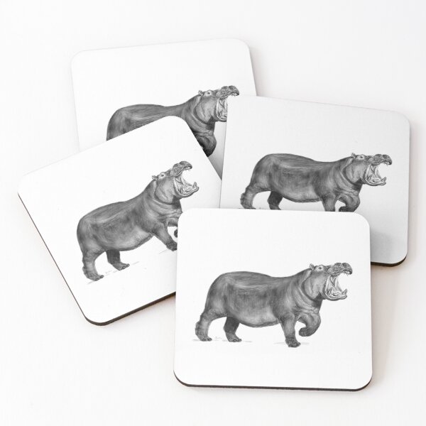 Item preview, Hungry Hippo, Mouth Open (Realistic Pencil Drawing) | Safari Sketches designed and sold by flypigart.