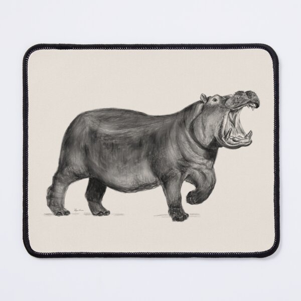 Item preview, Hungry Hippo, Mouth Open (Realistic Pencil Drawing) | Safari Sketches designed and sold by flypigart.