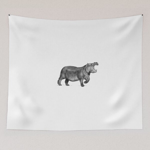 Item preview, Hungry Hippo, Mouth Open (Realistic Pencil Drawing) | Safari Sketches designed and sold by flypigart.