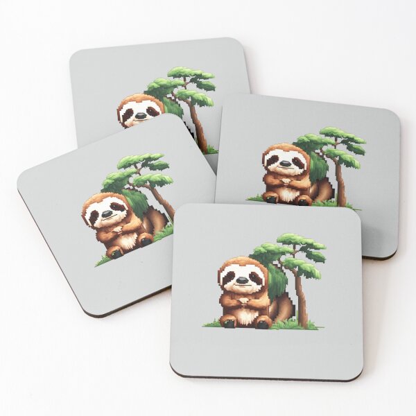 Artikelvorschau, Pixel-Faultier mit Baum-Design-Druck entworfen und verkauft von randomtdesigns.
