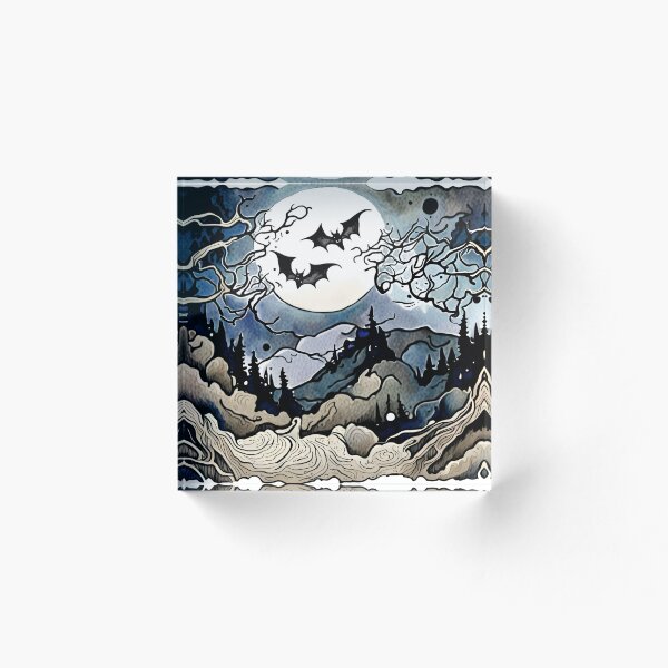 Item preview, Moonlit Fantasy Scene with Bats designed and sold by AuroraSpringer.