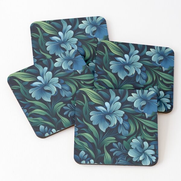 Item preview, Vintage Blue Flower Vector:Delicate Shading on Black designed and sold by MauveFleur.
