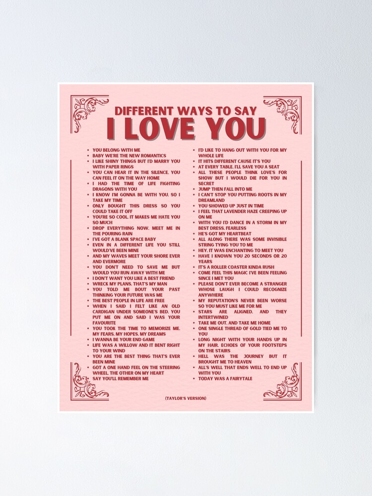 Different Ways To Say I Love You, Taylor's Version Poster for