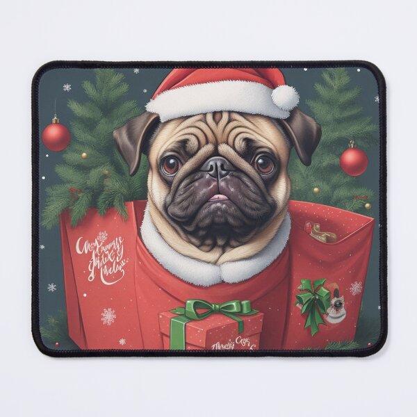 Item preview, black pug christmas designed and sold by Petsthetic.