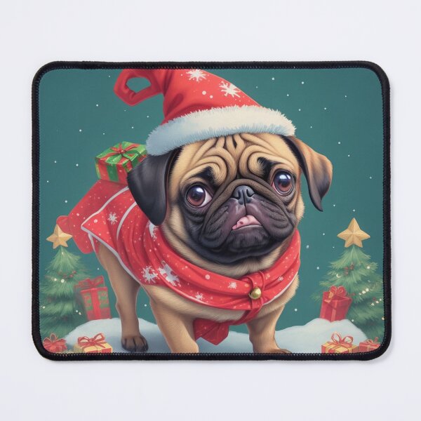 Item preview, black pug christmas designed and sold by Petsthetic.