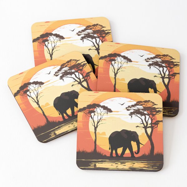 Item preview, "Savannah Splendor: Golden Elephant Silhouette" designed and sold by Art-Vortex-fr.