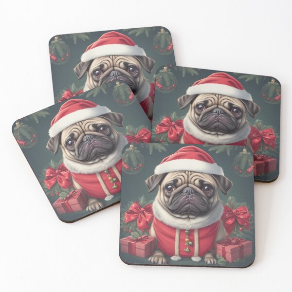 Item preview, black pug christmas designed and sold by Petsthetic.