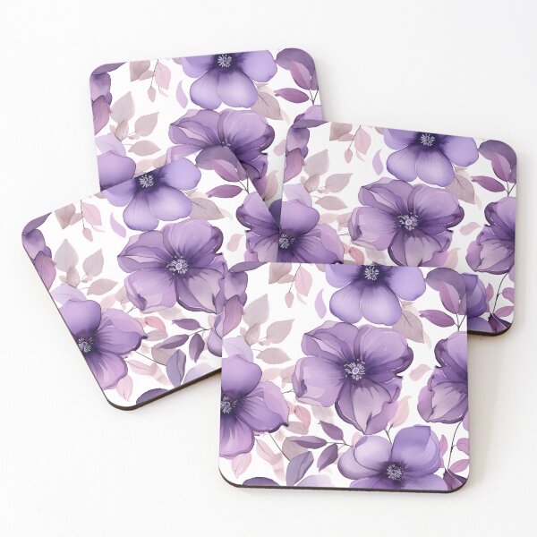Item preview, Serene Purple Flowers:  Realistic Watercolor Flower Pattern designed and sold by MauveFleur.