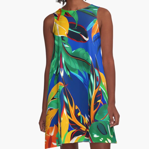 Item preview, blue tropical leaves designed and sold by Mr-Fishs-shop.