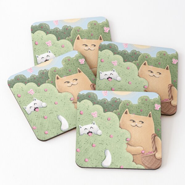 Item preview, Cute Cats Picking Raspberries designed and sold by Julia Sol.