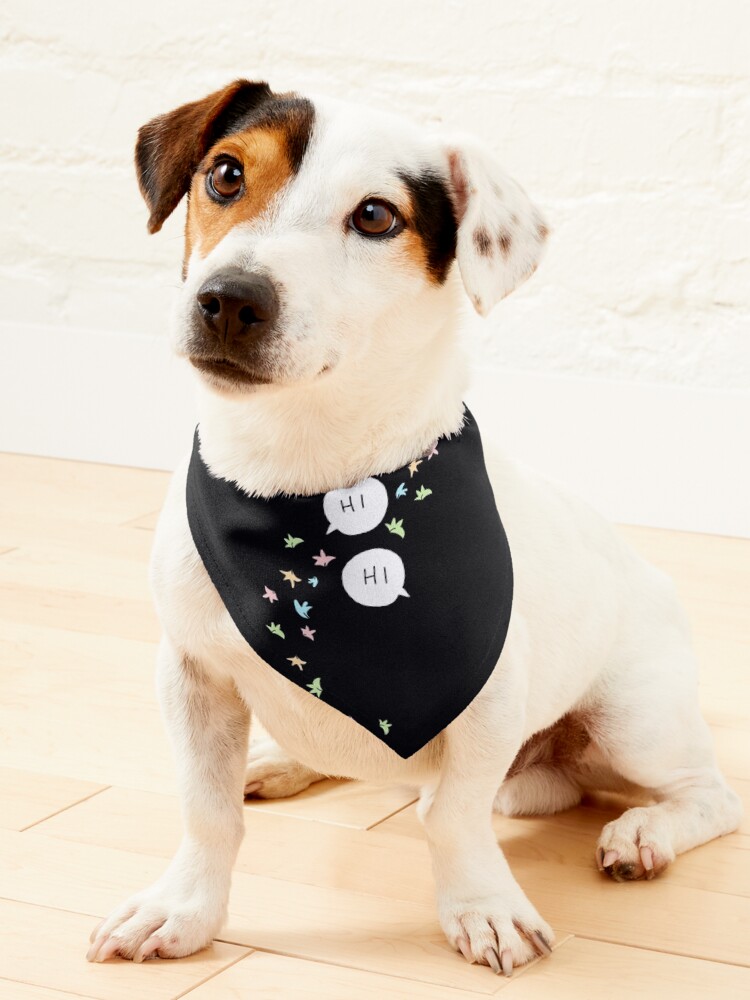 Thumbnail 1 of 6, Pet Bandana, Heartstopper leaves and HI (Black background) designed and sold by Mabel-rgz.