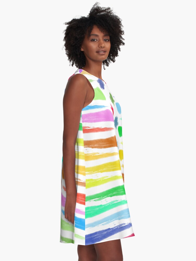 Alternate view of Rainbow Stripes A-Line Dress