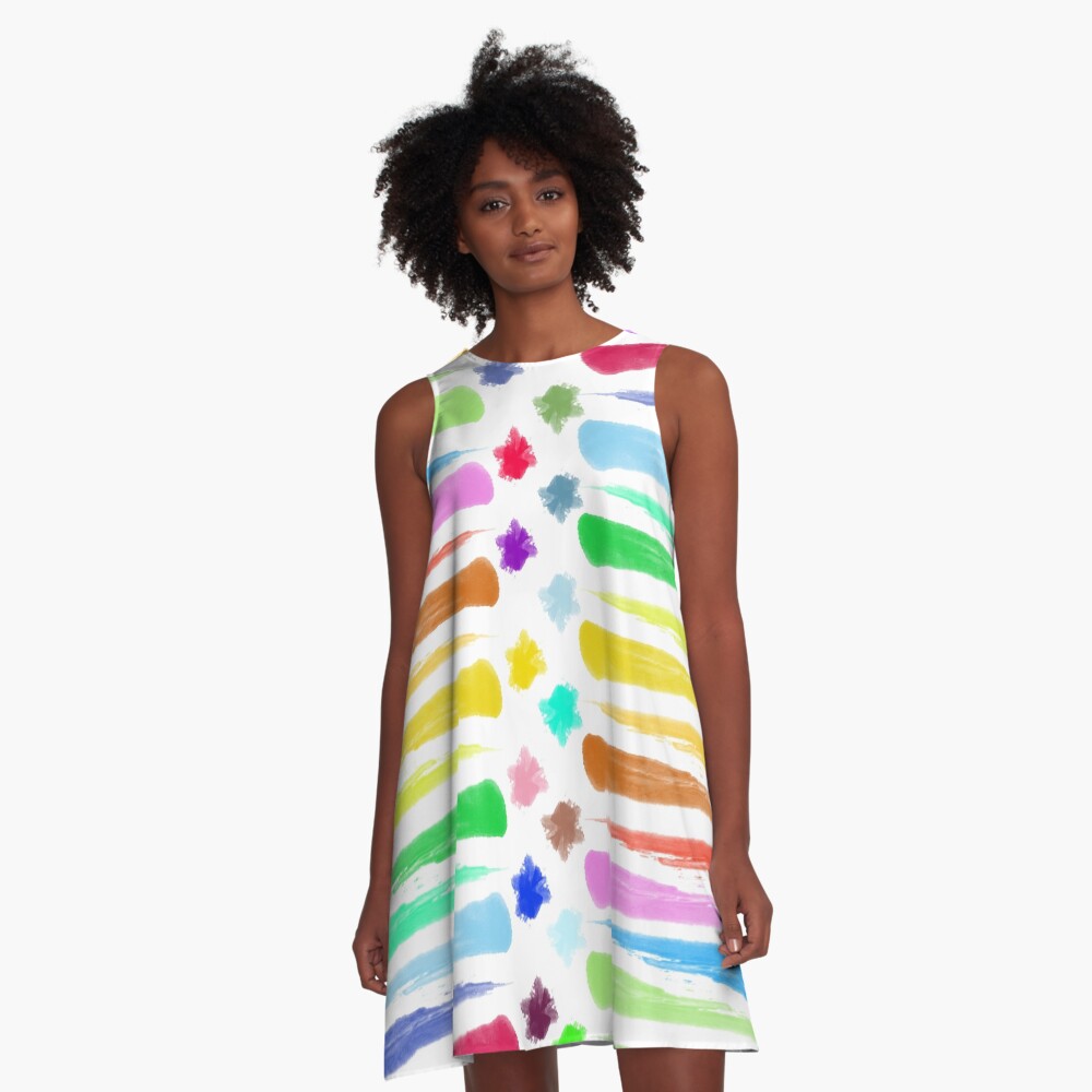Rainbow Stripes A-Line Dress