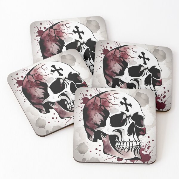 Item preview, A maroon skull with a cross on its head designed and sold by Joseph Hail.