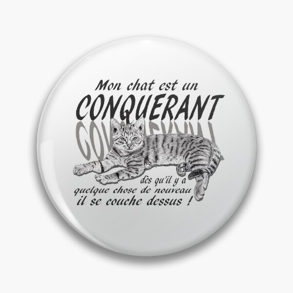 Item preview, Conquering cat - graphite version, text in French designed and sold by SylvieG18.