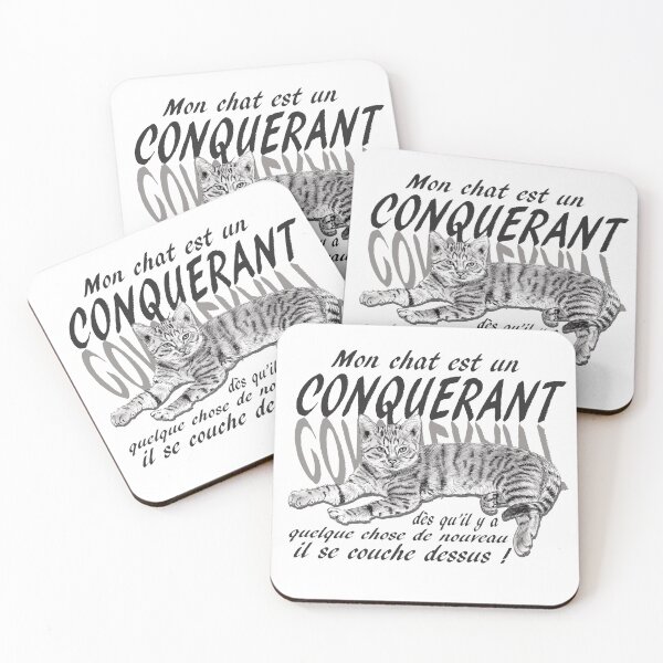 Item preview, Conquering cat - graphite version, text in French designed and sold by SylvieG18.