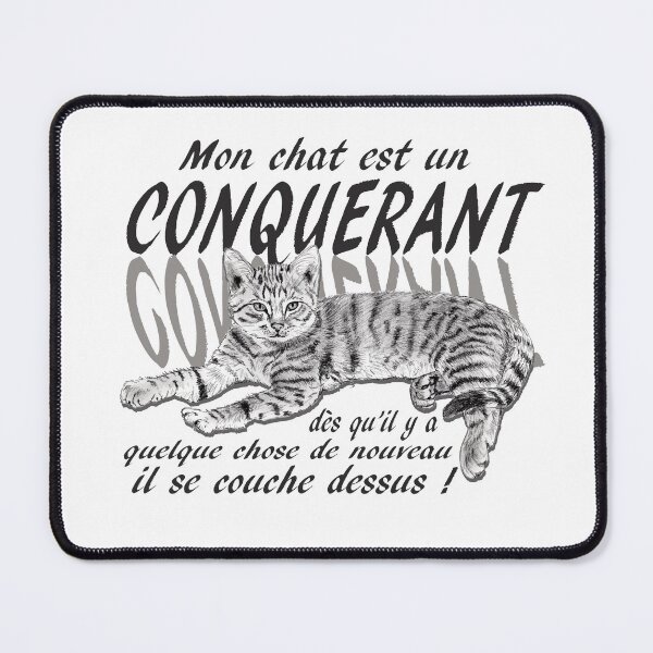 Item preview, Conquering cat - graphite version, text in French designed and sold by SylvieG18.