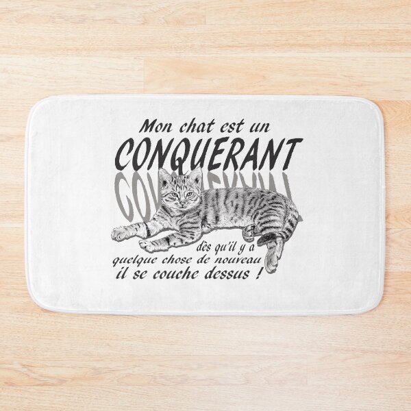 Item preview, Conquering cat - graphite version, text in French designed and sold by SylvieG18.