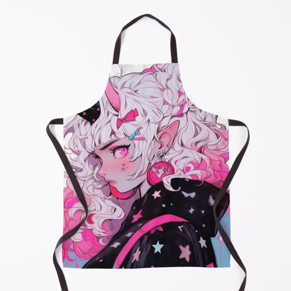Item preview, Pink, Black, and White Horned Anime Girl designed and sold by bubblegoth.