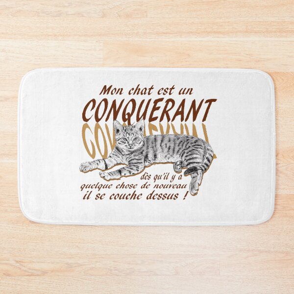 Item preview, Conquering cat - graphite version, text in brown colorized French designed and sold by SylvieG18.