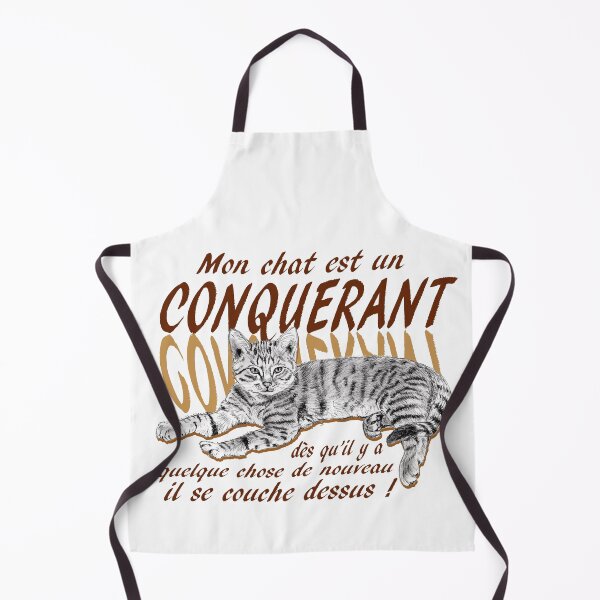 Item preview, Conquering cat - graphite version, text in brown colorized French designed and sold by SylvieG18.