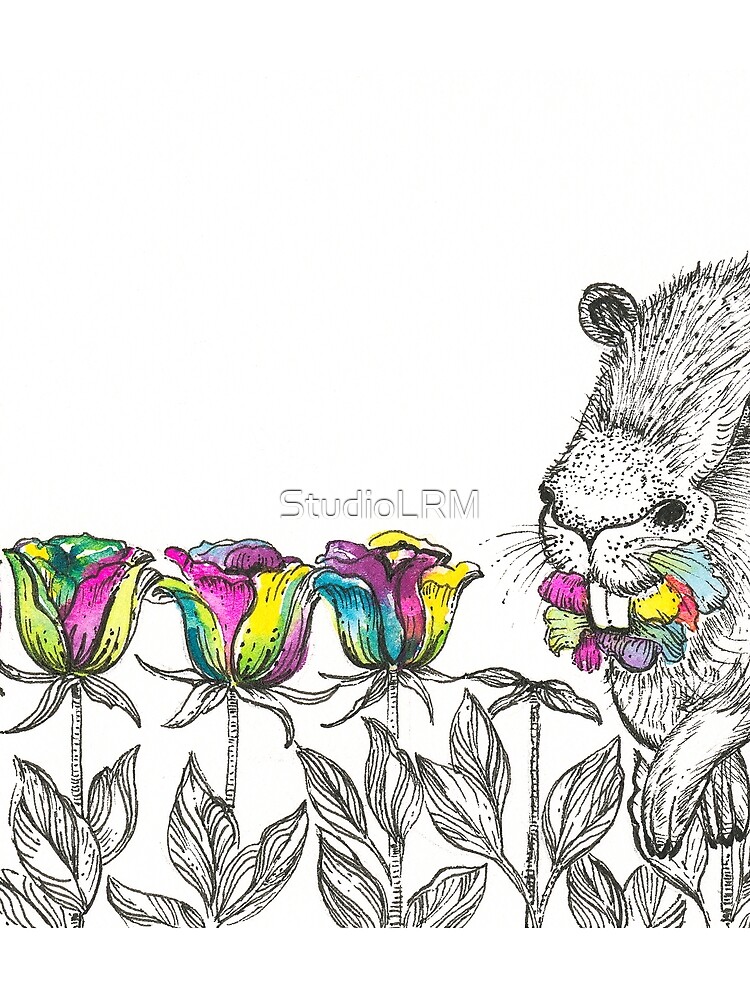 Thumbnail 3 of 3, Scarf, Capybara Eating Roses designed and sold by StudioLRM.
